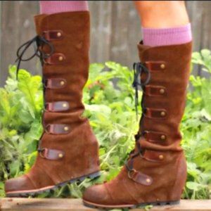 Sorel Joan Of Arctic Lace Up Wedge Boot Size 7 US or 38 EU